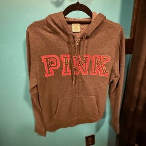 PINK Victoria's Secret Gray Hoodie with Red Logo